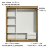 Placard Matrimonial Lyon 3 Puertas Corredizas con Espejos 2 Cajones Marrón