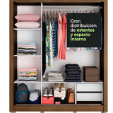 Placard Matrimonial Lyon 3 Puertas Corredizas con Espejos 2 Cajones con Patas Marrón