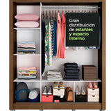 Placard Matrimonial 3 Puertas Corredizas con Espejos con Patas Marrón Monaco