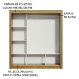Placard Matrimonial Monaco 3 Puertas Corredizas con Espejo - Marrón