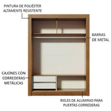 Placard Soltero Dallas 2 Puertas Corredizas 2 Cajones Marrón