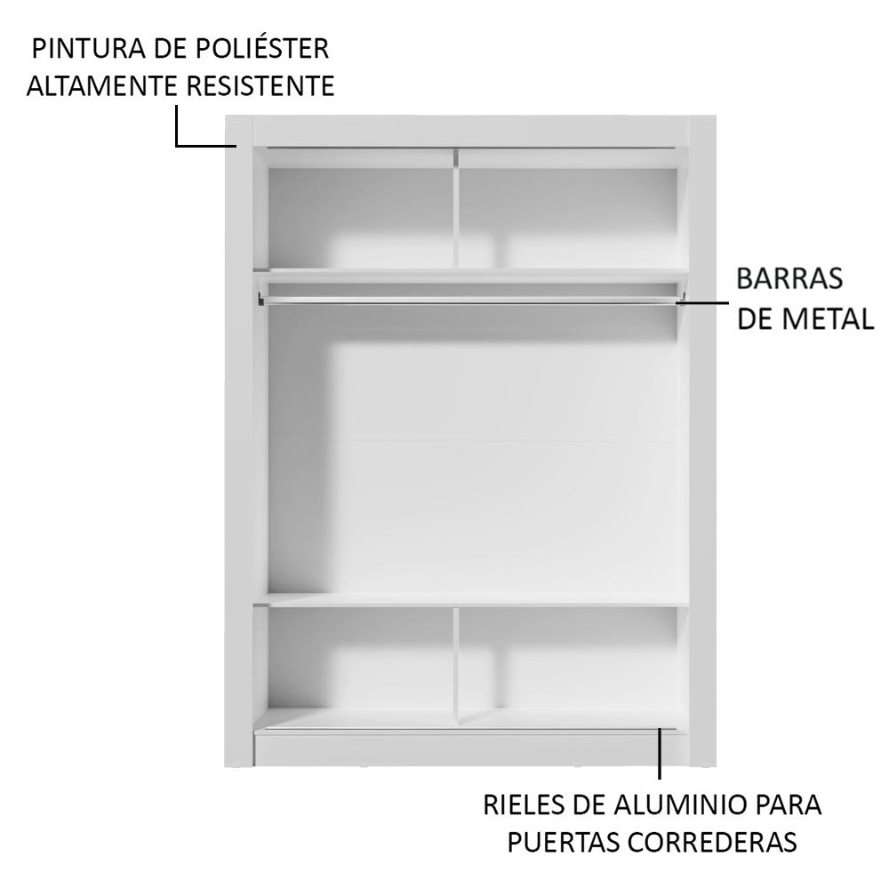 Placard Soltero Denver 2 Puertas Corredizas Blanco/Marrón