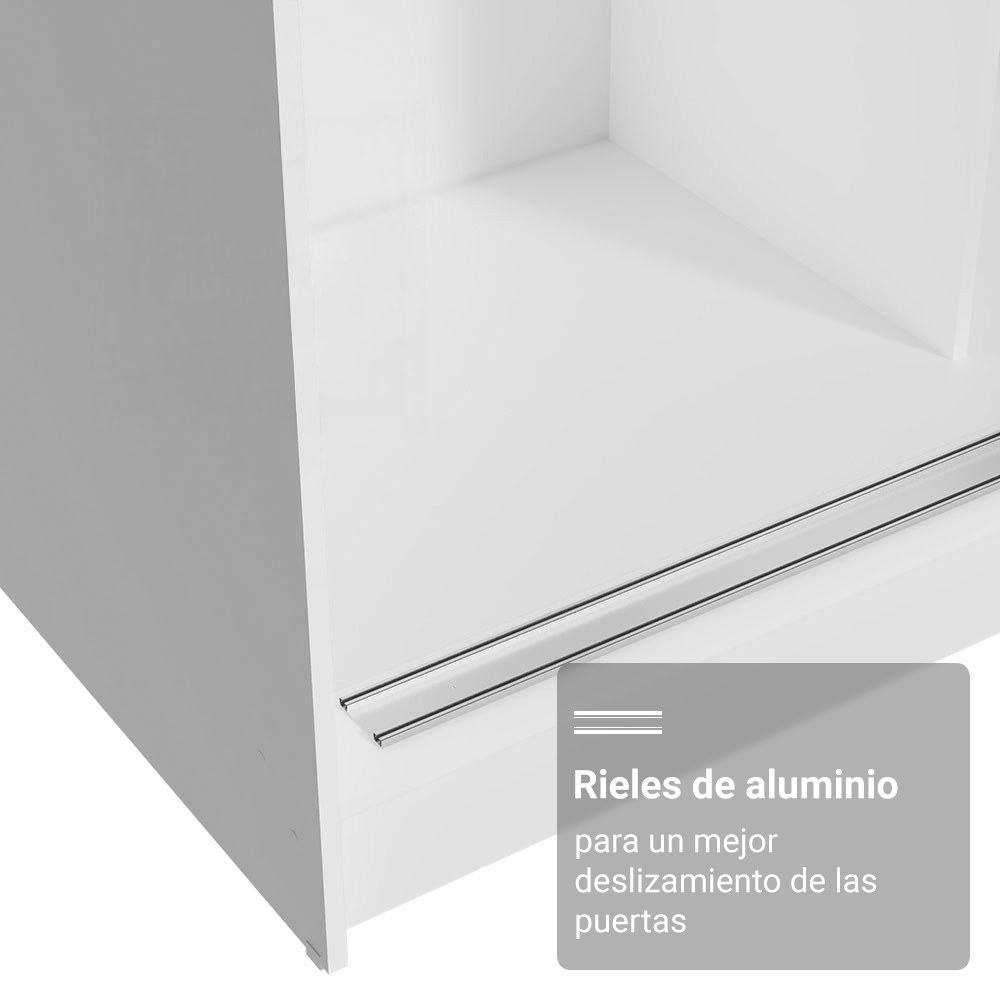 Placard Matrimonial con Patas 180 cm 3 Puertas con Espejos Reno Blanco/Negro