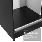 Placard Matrimonial Reno 180 cm 3 Puertas Corredizas con 3 Espejos 4 Cajones con Patas Negro Madesa