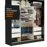Placard Ropero Casal Madesa Reno 3 Puertas Corredizas con Espejo Negro/Gris