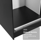 Placard Matrimonial con Patas 180 cm 3 Puertas con 3 Espejos Reno Negro/Gris