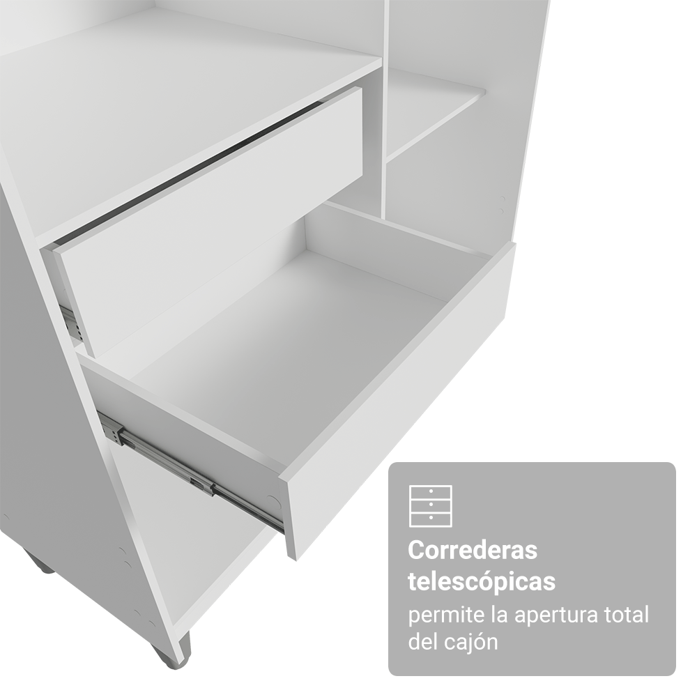 Placard Closet con Patas 2 Cajones 121 cm Blanco Venus Madesa