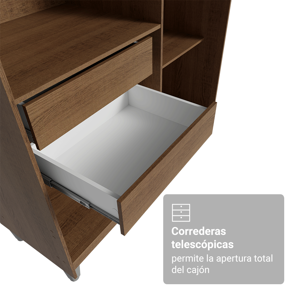 Placard Closet con Patas 2 Cajones 121 cm Marrón Venus Madesa