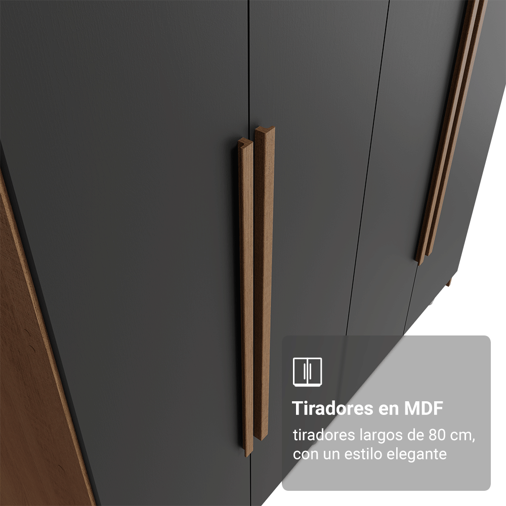 Placard Individual 4 Puertas Batientes Marrón/Negro/Marrón Venus Madesa