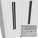 Placard Matrimonial con Patas 6 Puertas Batientes Venus Blanco/Blanco/Negro