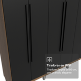 Placard Matrimonial con Patas 6 Puertas Batientes Venus Marrón/Negro/Negro