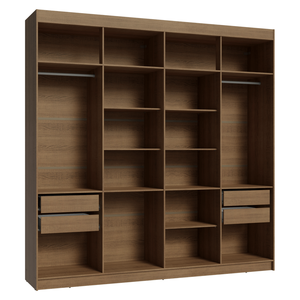 Placard Matrimonial 216 cm Sin Puertas 4 Cajones Venus Marrón