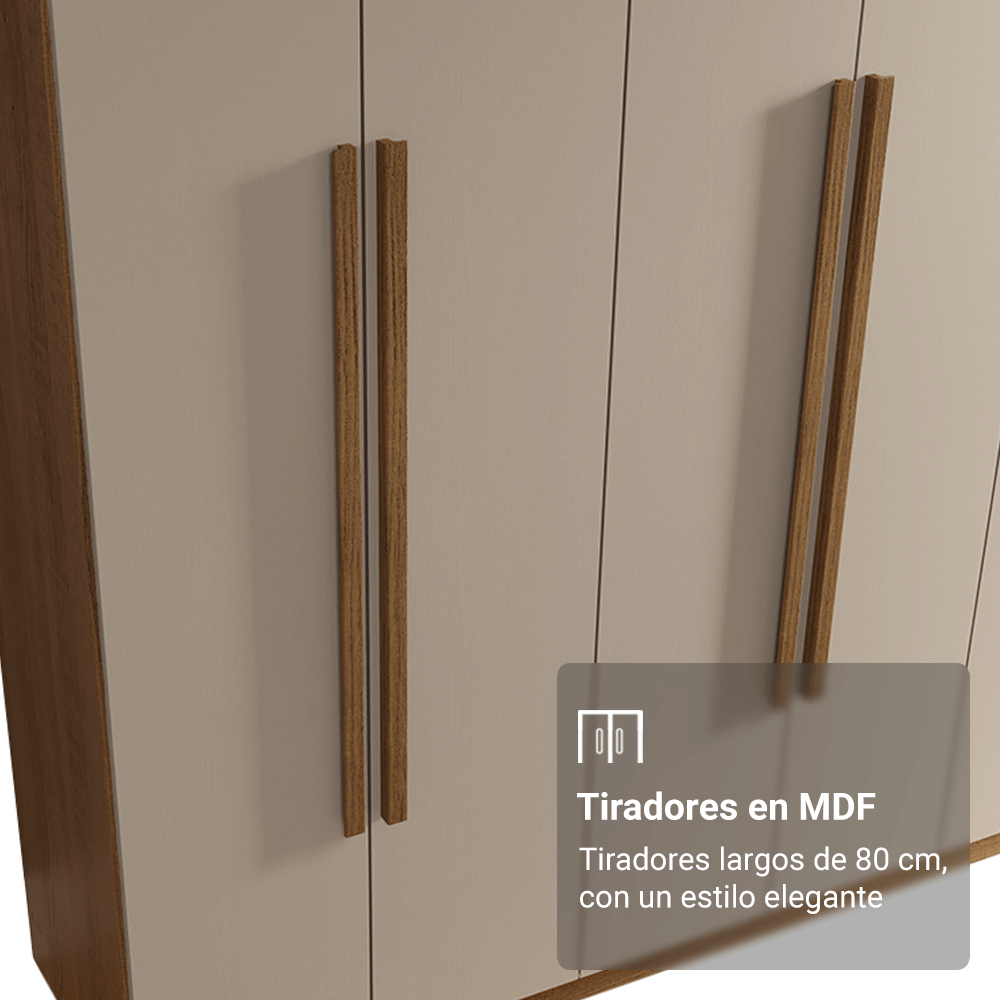 Placard Matrimonial 8 Puertas Batientes Venus Marrón/Crema/Marrón