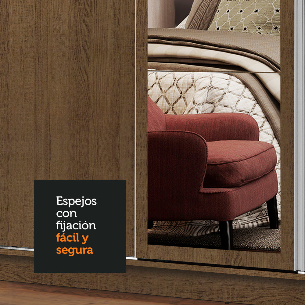 Placard Ropero Casal Madesa Cronos 4 Puertas Corredizas con Espejos Marrón