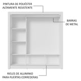 Placard Matrimonial 3 Puertas Corredizas Blanco Nobre