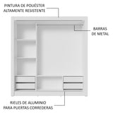 Placard Matrimonial 3 Puertas Corredizas Blanco Sublime Plus
