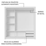 Placard Matrimonial 3 Puertas Corredizas Blanco/Negro Sublime