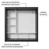 Placard Matrimonial 3 Puertas Corredizas con Espejos Marrón/Gris Nobre