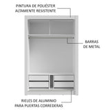Placard 2 Puertas Corredizas con Espejo 4 Cajones Blanco Vivare Plus
