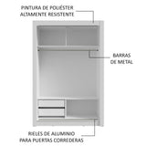 Placard 2 Puertas Corredizas con Espejos 2 Cajones Blanco Vivare