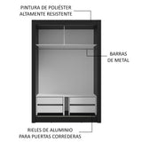 Placard 2 Puertas Corredizas 4 Cajones Negro/Blanco Vivare Plus