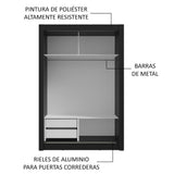 Placard 2 Puertas Corredizas con Espejo 2 Cajones Negro Vivare
