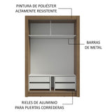 Placard Soltero 2 Puertas Corredizas con Espejo 4 Cajones Marrón/Gris Vivare Plus