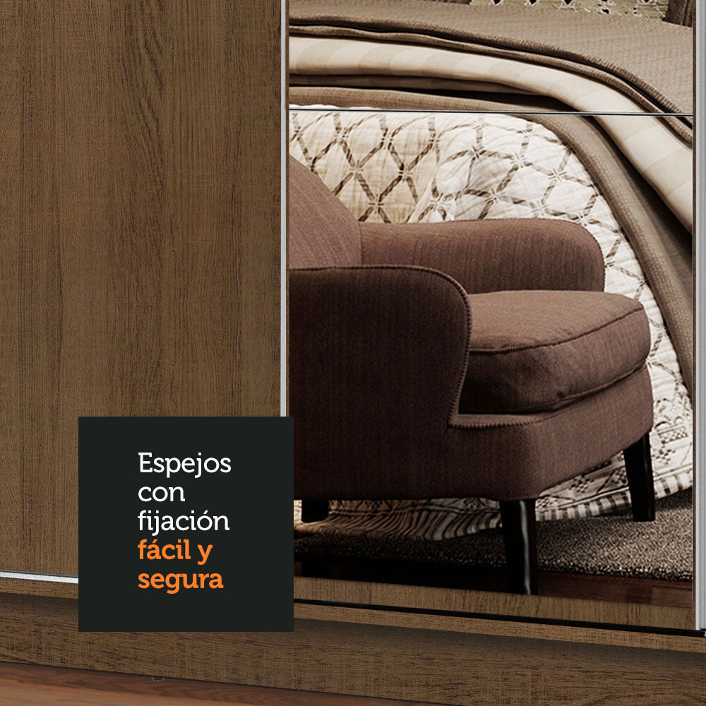 Placard Ropero Casal Madesa Apolo 4 Puertas Corredizas con Espejo Marrón