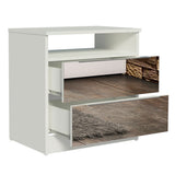 Mesa de Luz Madesa 3227 2 Cajones con Espejo Blanco