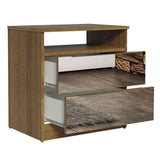 Mesa de Luz Madesa 3227 2 Cajones con Espejo Marrón