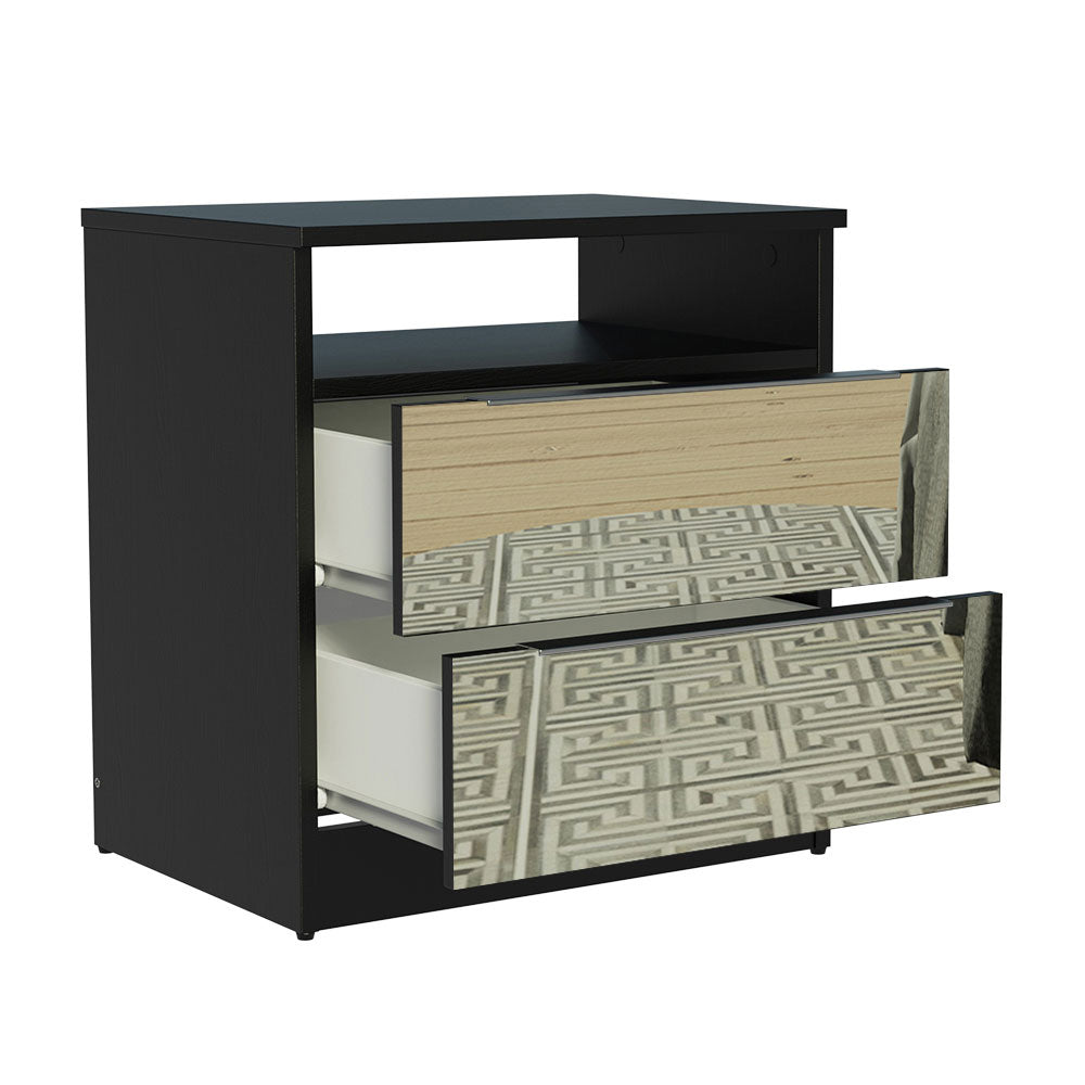 Mesa de Luz Madesa 3227 2 Cajones con Espejo Negro