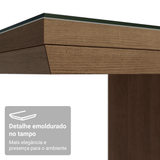 Mesa de Comedor Rectangular Tapa con Borde Biselado y Vidrio Sobrepuesto Marrón 5275 Madesa