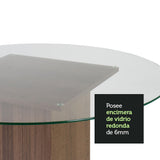 Mesa de Comedor Redonda 5324 con Mesada de Vidrio Marrón