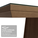 Mesa de Comedor Rectangular Tapa con Borde Biselado y Vidrio Sobrepuesto Marrón 5364 Madesa
