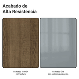 Mesa de Comedor Rectangular Tapa de Vidrio Marrón/Gris Tablero de Vidrio 5364 Madesa