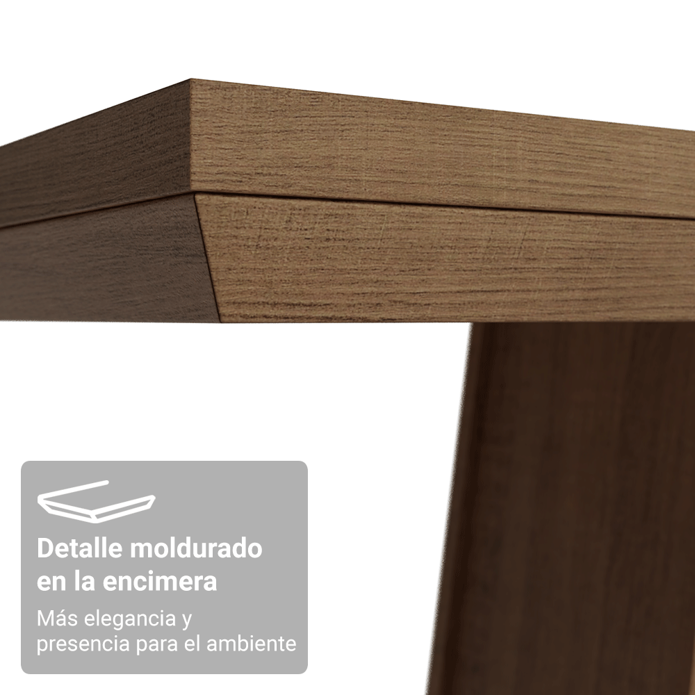 Mesa de Comedor Rectangular Tapa con Borde Biselado Marrón/Blanco 5364 Madesa