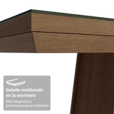 Mesa de Comedor Rectangular Tapa con Borde Biselado y Vidrio Sobrepuesto Marrón/Crema 5364 Madesa