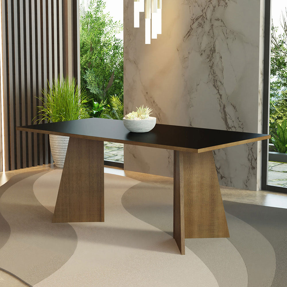 Mesa de Comedor Rectangular con Tapa de Madera Marrón/Negro 5388
