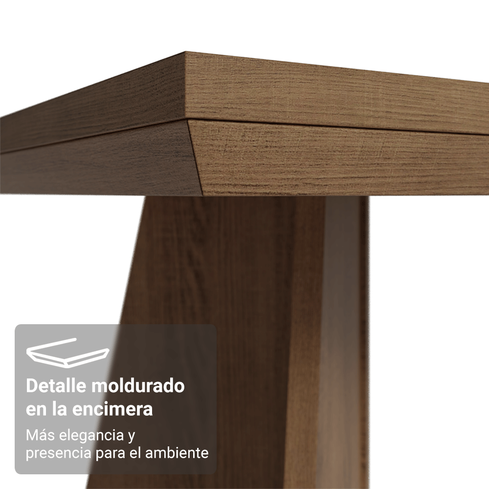 Mesa de Comedor Rectangular Tapa con Borde Biselado Marrón/Blanco 5389 Madesa