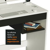 Escritorio Rubi con Tapa de Madera y 1 Nicho Blanco/Negro