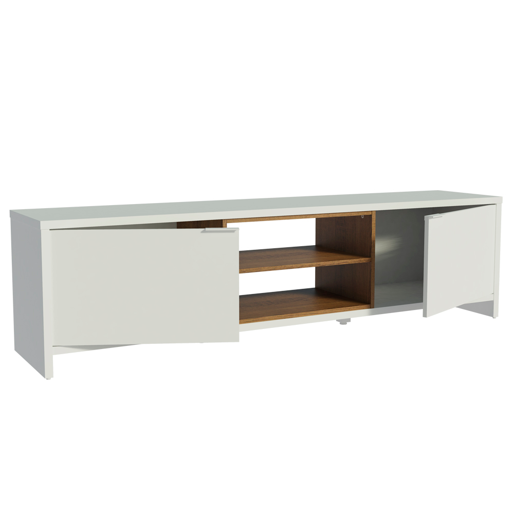 Rack para TV hasta 80 pulgadas 180 cm 2 Puertas Linz Blanco/Marrón
