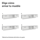 Rack Flotante para TV hasta 80 Pulgadas 218 cm 2 Puertas Blanco Agata Madesa
