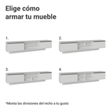 Rack Flotante para TV hasta 80 Pulgadas 218 cm 2 Puertas Blanco Glamy Madesa