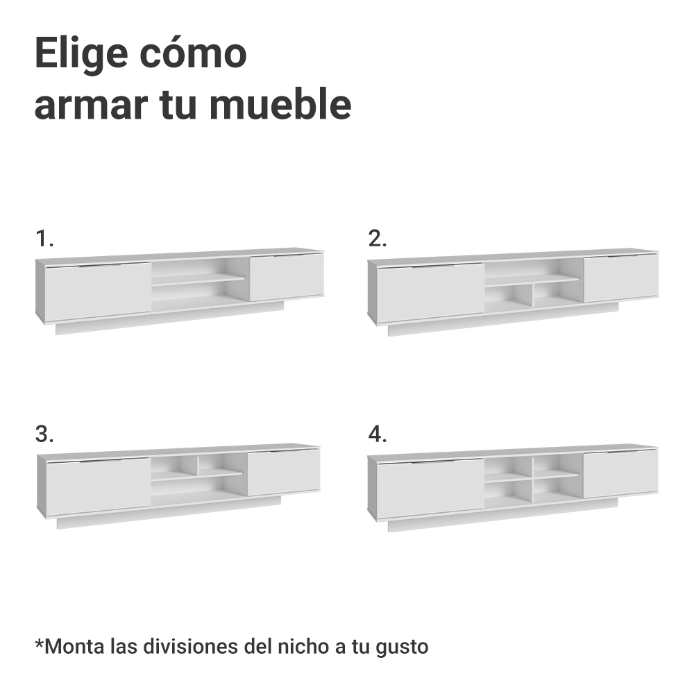 Rack Flotante para TV hasta 80 Pulgadas 218 cm 2 Puertas Blanco Stella Madesa