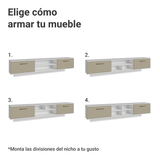 Rack Flotante para TV hasta 80 Pulgadas 218 cm 2 Puertas Blanco/Crema Agata Madesa