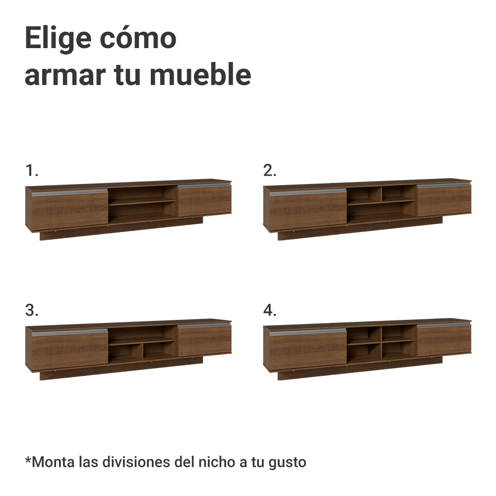 Rack Flotante para TV hasta 80 Pulgadas 218 cm 2 Puertas Marrón Glamy Madesa