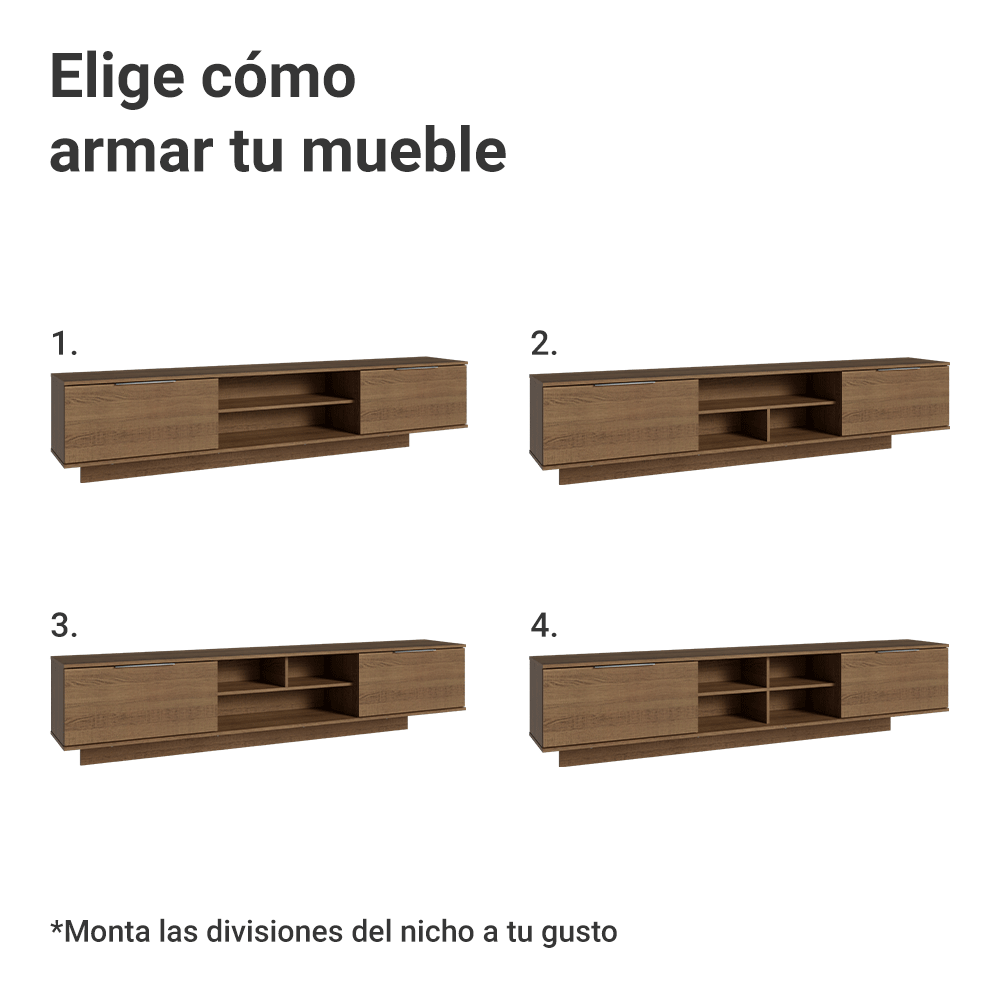 Rack Flotante para TV hasta 80 Pulgadas 218 cm 2 Puertas Marrón Stella Madesa