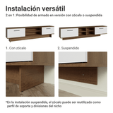 Rack para TV hasta 80 Pulgadas 218 cm 2 Puertas Marrón/Blanco Agata Madesa