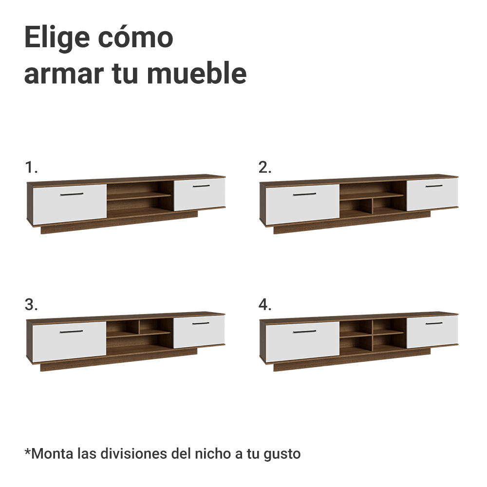 Rack Flotante para TV hasta 80 Pulgadas 218 cm 2 Puertas Marrón/Blanco Agata Madesa