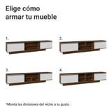 Rack Flotante para TV hasta 80 Pulgadas 218 cm 2 Puertas Marrón/Blanco Glamy Madesa